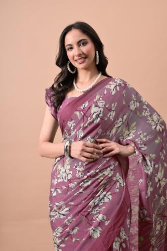 Image of MIRCHI FASHION Women Saree | Chiffon Chevron Zig Zag Printed Office Wear Sari with Blouse