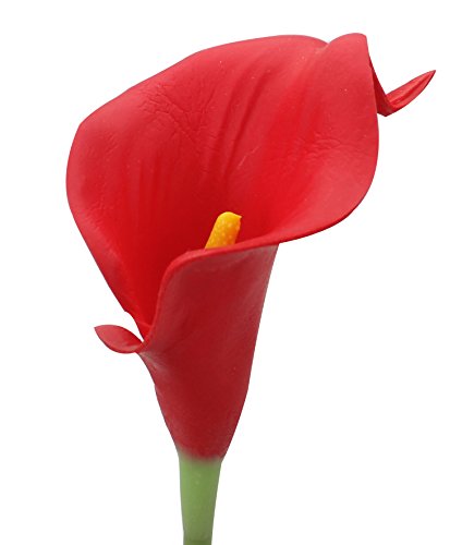 Duovlo 20Pcs Calla Lily Bridal Wedding Bouquet Lataex Real Touch Artificial Flower Home Party Decor (Red) #TOP1