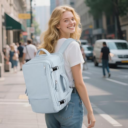 Image of Sinaliy Large Expandable Travel Backpack for Men and Women, 17 Inch Laptop, Waterproof, Casual, College, Business, Hiking, Camping