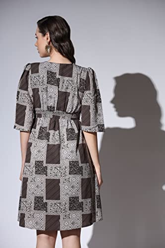 Image of Leriya Fashion Women's Dresses | Rayon Vintage All-Over Printed Knee Length Dresses for Women | Fancy Dress for Girls | Office Wear Dress for Women | Casual Dress |