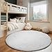 Puremy White Round Rug for Bedroom, 4x4 Fluffy Circle Area Rugs for Kids Room, Soft Shaggy Circular Carpet for Nursery Living Room, Non-Slip Home Decor Rug for Teen's Room