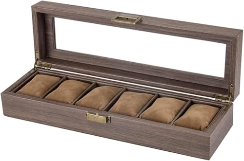 Boîte montre en bois et cuir PU élégant étui de rangement de luxe vintage pour bijoux