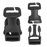 Qavctw 2 x 2,5 cm große Schnalle, Schnellverschluss-Schnalle für taktische Weste, Rucksack, Tasche mit 2,5 cm Gurtbandriemen, Bk-q, One size