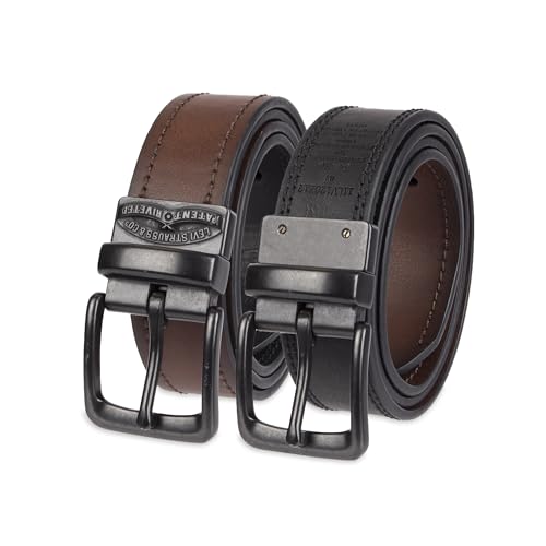 Image of Levi's Leather Men's Levis 40Mm Reversible Belt With Brushed Silver Buckle