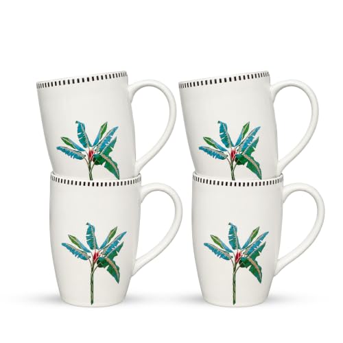 Image of Vistas Palm Ceramic Large Mug Set of 4 for Coffee, 350ml Each | Microwave & Dishwasher Safe Coffee Mug | Matte Finish Coffee Cup | Mug Set, Perfect for Every Occasion, Coffee Cups & Mugs