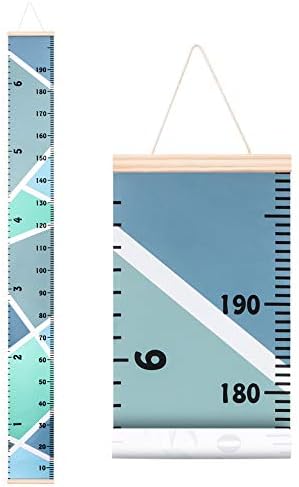 Growth Charts for Kids, Harebe Removable Canvas Wall Hanging Growth Height Chart for Home Decoration, Ruler Wall Decor for Kids, Child Boy Girl - Macaron Blue