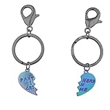LUX ACCESSORIES Hematite Tone Rainbow Partners in Crime Broken Heart Keychain Set