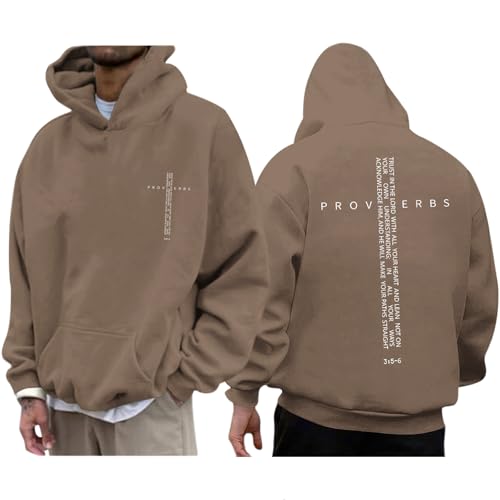 Image of Lubpow Christian Hoodies for Men Inspirational Religious Faith Cross Sweatshirts Vintage Bible Verse Graphic Hoodie Pullover(Coffee,L)