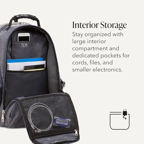 Image of SWISSGEAR 1900 ScanSmart Laptop Backpack, Fits Most 17-Inch Laptops, TSA-Friendly Lay-Flat Design, RFID Protection, and Tablet Pocket, Black, 31L, 18.5-Inch