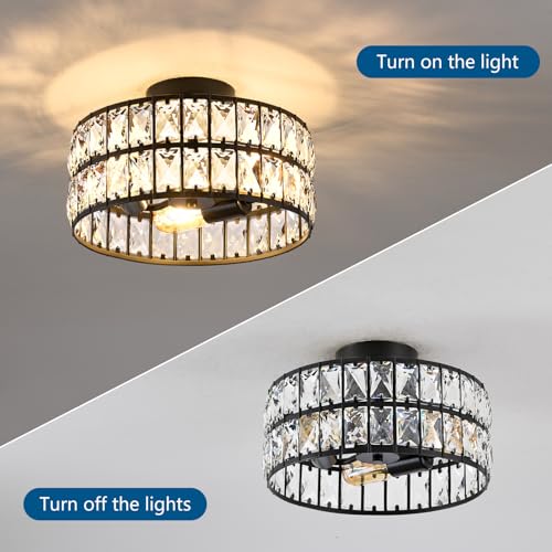 HuixuTe 3-Light Black Modern Crystal Bedroom Light Fixtures Ceiling - image 3