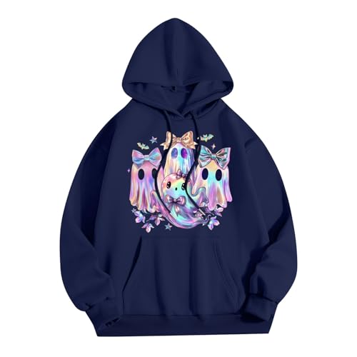 Halloween Hoodies for Women 2025 Fall Fashion Long Sleeve Cute Ghost Graphic Lightweight Hoodie with Pockets