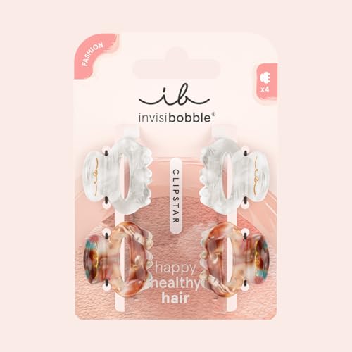 invisibobble Clipstar Petit Bijoux S Hair Clips Set, 4 Elegant Hair Clips in Neutral Colours, Gentle Hold with HairLoveTech - Image 2