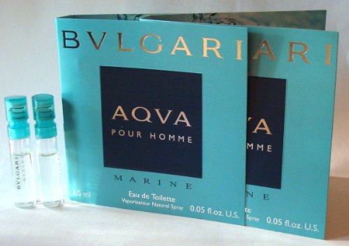 Bvlgari AQVA Marine Pour Homme by Bvlgari (2x) Eau de Toilette 1.5ml - 0.05 oz. Sampler Vial Spray. Partially filled by the manufacturer (See Picture). New in Cards.