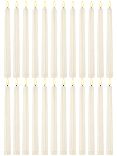 Image of Retisee 30 Pcs 11 Inch Flameless Taper Candles LED Candles Bulk Battery Operated Taper Candle Flickering LED Candlesticks for Valentines Birthday Wedding Party Decor (Roman Style,Ivory)