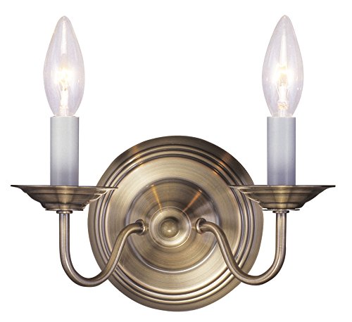 Image of Livex Lighting 5018-01 Williamsburgh 2-Light Wall Sconce, Antique Brass