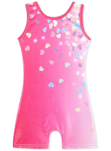 Image of HOZIY Gymnastics Leotards for Girls with Shorts Toddlers Biketards Rainbow Unicorn Dinosaur Mermaid Leopard Flower Galaxy