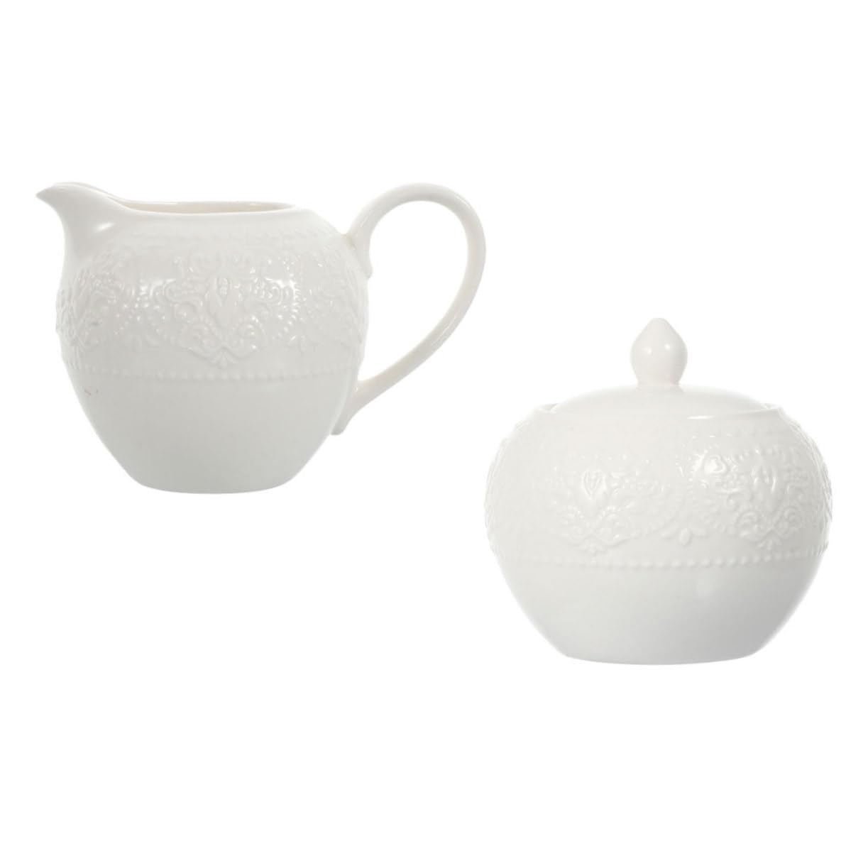 Pot à lait en céramique et sucrier blanc Gatuida | Set de 2 pièces pour café
