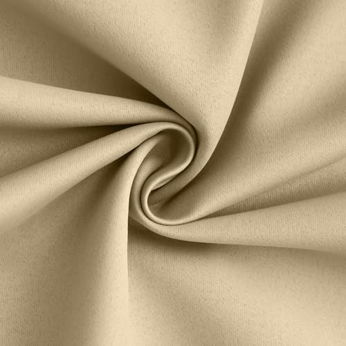 Image of Yakamok Beige 100% Blackout Curtains 96 Inches Long for Bedroom 50 inch Wide | Blackout Curtain Panels for Bedroom, 2 Thick Layers Grommet Top Thermal Insulated Drapes with White Back for Living Room