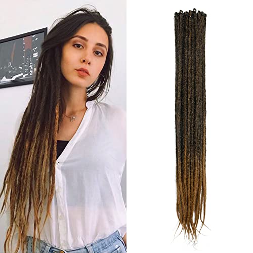 Extensiones de Rastas Sintéticas Delgadas de 0,6cm Hechas A Mano 20 Pulgadas 20 Hebras de Pelo de Ganchillo Trenzas Largas de Ganchillo Estilo Hip-Hop Extensiones de Cabello de Rastas Suaves, MT1B-27#