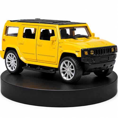 Image of Amisha Gift Gallery Hummer SUV Diecast Metal Car Toy for Kids, Yellow | Scale Racing Model, Pull Back Action, Opening Doors, For Kids Boys and Girls