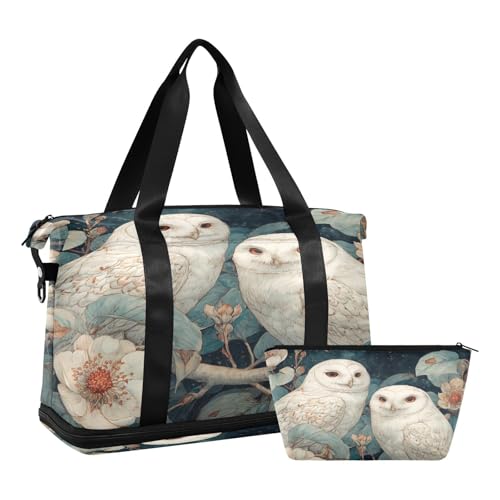 Owl Flowers Duffel Bag for Women Men Gym Bag with Shoe Compartment Wet Pocket Carry On Weekender Overnight Bags for Travel Gym Yoga School2