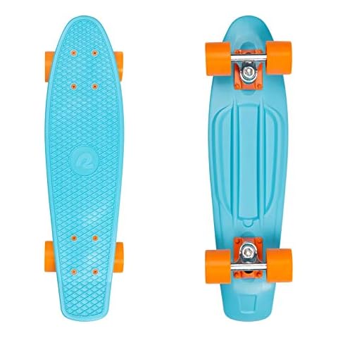 Retrospec Quip Mini Cruiser Skateboard 22.5" and 27" Classic Retro Plastic Cruiser Complete Skateboard with ABEC 7 Bearings and PU Wheels Compact Board with Grippy, Molded Waffle Deck Cover