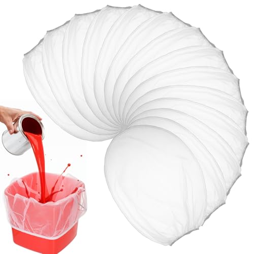 60 Pcs Paint Strainer Bags, 5 Gallon Elastic Top Fine Mesh Strainer Disposable Painting Strainers Bag Hydroponic Filter Tool for Nut Milk, Juice, Home Brewing, Gardening, Plant Protection(White)
