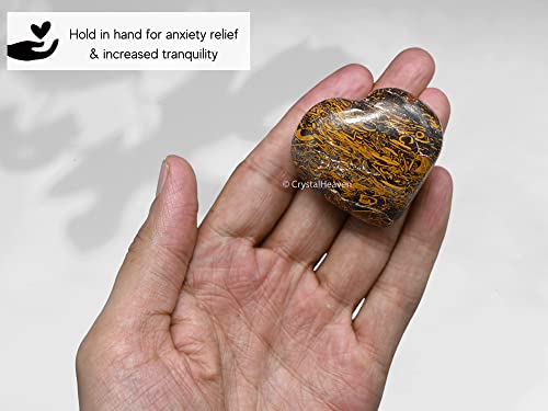 Image of Certified Mariyam Jasper Heart Palm Pebbles Stones For Anxiety Stress Relief Massage - Aaa Grade Original Healing Gemstone Agate Heart Palm Stone For Yoga Meditation Spiritual