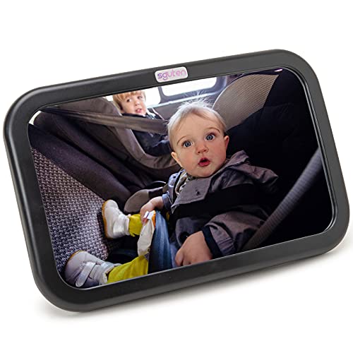 SGUTEN Baby Car Mirror for Car Back Seat Full View Infant Is Portable for Mother to Observe Baby or Pet, Acrylic Car Mirror Baby Rear Facing Seat is a Detachable Large Mirror for Travel,Black