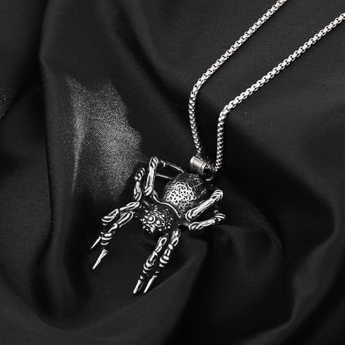 YWMAN Gothic Spider Necklace, Stainless Steel Spider Pendant, Halloween Punk Reptile Animal Jewelry Gift for Men Women3