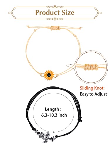 Image of Hicarer 21 PC Surfer Wave Friendship Bracelet Set Waterproof Adjustable Boho Beach String Anklets Bulk, Summer Gift for Women