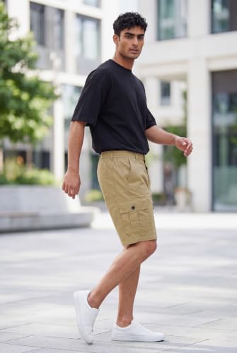 RynoGear Men's Green Twill Cotton Cargo Shorts Khaki - Image 4