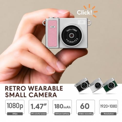 Image of Cason 1080P Mini Keychain Camera, Portable Pocket Digital Camera with Flip Screen, Retro Filters & Screen, Tiny HD Video Recorder for Phone Transfer, Travel, Kids and Gifts