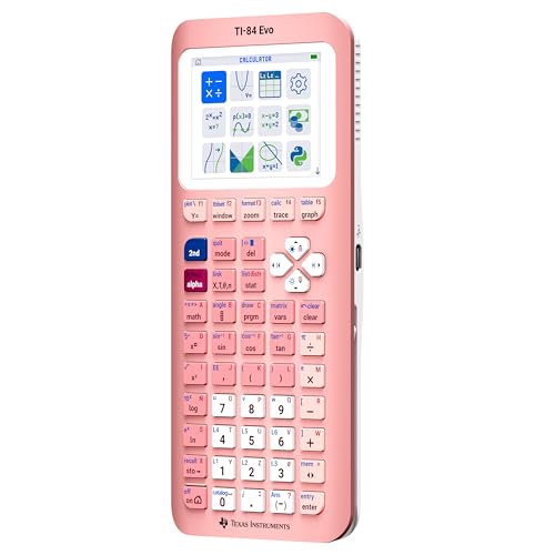 Image of TI-84 Evo Graphing Calculator Texas Instruments, Pink | Intuitive Icon-based Homescreen, USB-C Charging, Python Programming, Faster Performance, Bigger Graphs than TI-84 Plus CE
