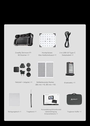 Creality Sermoon P1 All-in-One 3D Scanner, Hybrid Laser + NIR Strukturiertes Licht, 0,02 mm Präzision, 6″ HD Touchscreen, Wi-Fi 7, Standalone & PC Scan