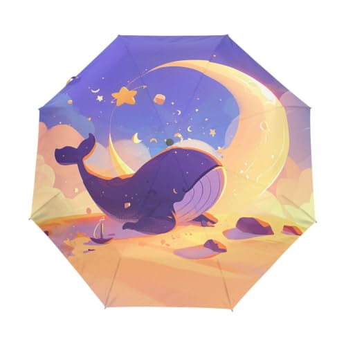 Parapluie protection UV ultra-léger et automatique à motif baleine pour fille et voyage