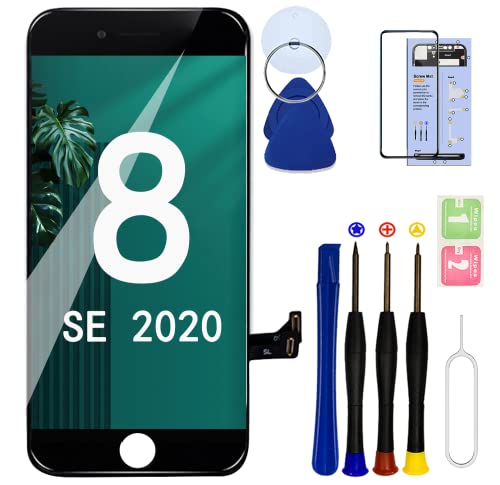 SIMDOG for iPhone 8/ SE 2020 2nd Generation Screen Replacement Black LCD Touch Digitizer with Repair Tools for A2275 A2298 A2296.with Screen Protector (Black 8G)
