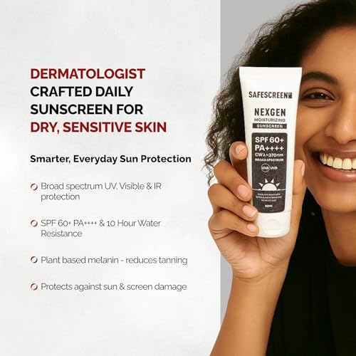 Image of CHOSEN SAFESCREEN NEXGEN SPF 60+ Moisturizing Sunscreen | 10-Hour Water Resistant Sunscreen with Blue Light Protection | For Dry Skin | 60ml