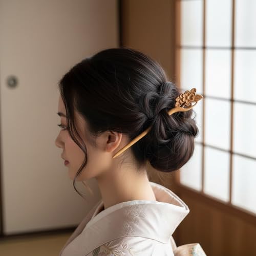 1Pc Handmade Ancient Chinese Japanese Wood Hair Sticks Chopsticks Wooden Vintage Retro Carved Long Fork Pen Shawl Pins Sticks Hairpins Clips Barrettes, Hair Accessories