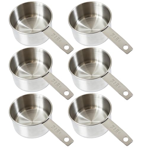 Set de 6 vasos medidores 1/2 taza acero inoxidable miniatura 1