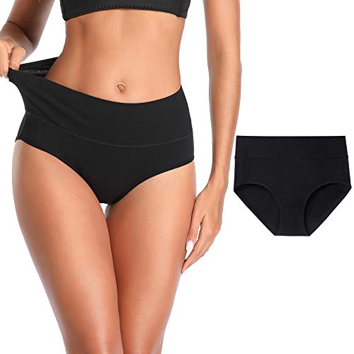 Image of Womens Underwear,Cotton Mid Waist No Muffin Top Full Coverage Brief Ladies Panties Lingerie Undergarments for Women Multipack