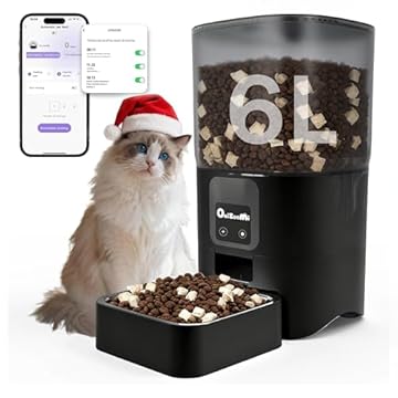 Automatico Pet Alimentador para Gatos com Caes - 6L Comedouro Automático para Cat - 2.4G WiFi Automatic Feeder para Inteligente Programavel APP - Smart Racao Dispenser de Gato com Cães