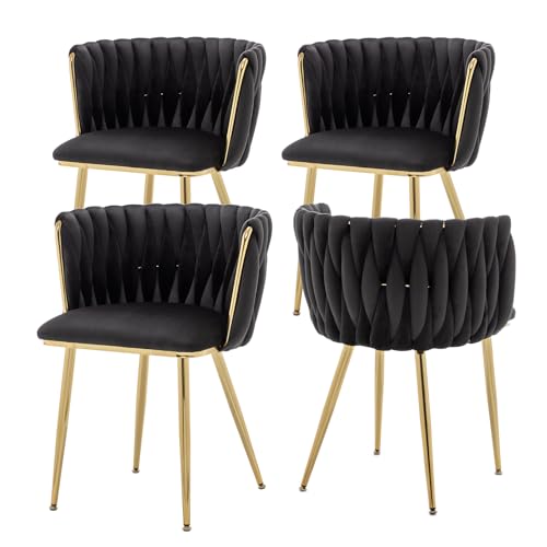 ECHINGLE Velvet Dining Chairs Set of 4, Modern Upholstered Woven
