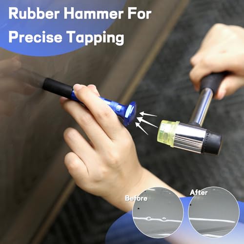 Image of PDR Paintless Dent Repair Kit, Car Dent Removal Tools with 100W Glue Gun, Puller, Tabs, Rubber Hammer, Mini Suction Cups - Professional Auto Body Dent Repair Tools for Car Small Dents & Hail Dent