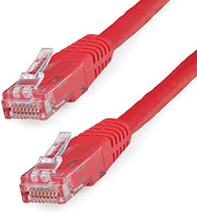 StarTech.com 10ft CAT6 Ethernet Cable - Red CAT 6 Gigabit Ethernet Wire -650MHz 100W PoE++ RJ45 UTP Molded Category 6 Network/Patch Cord w/Strain Relief/Fluke Tested UL/TIA Certified (C6PATCH10RD)