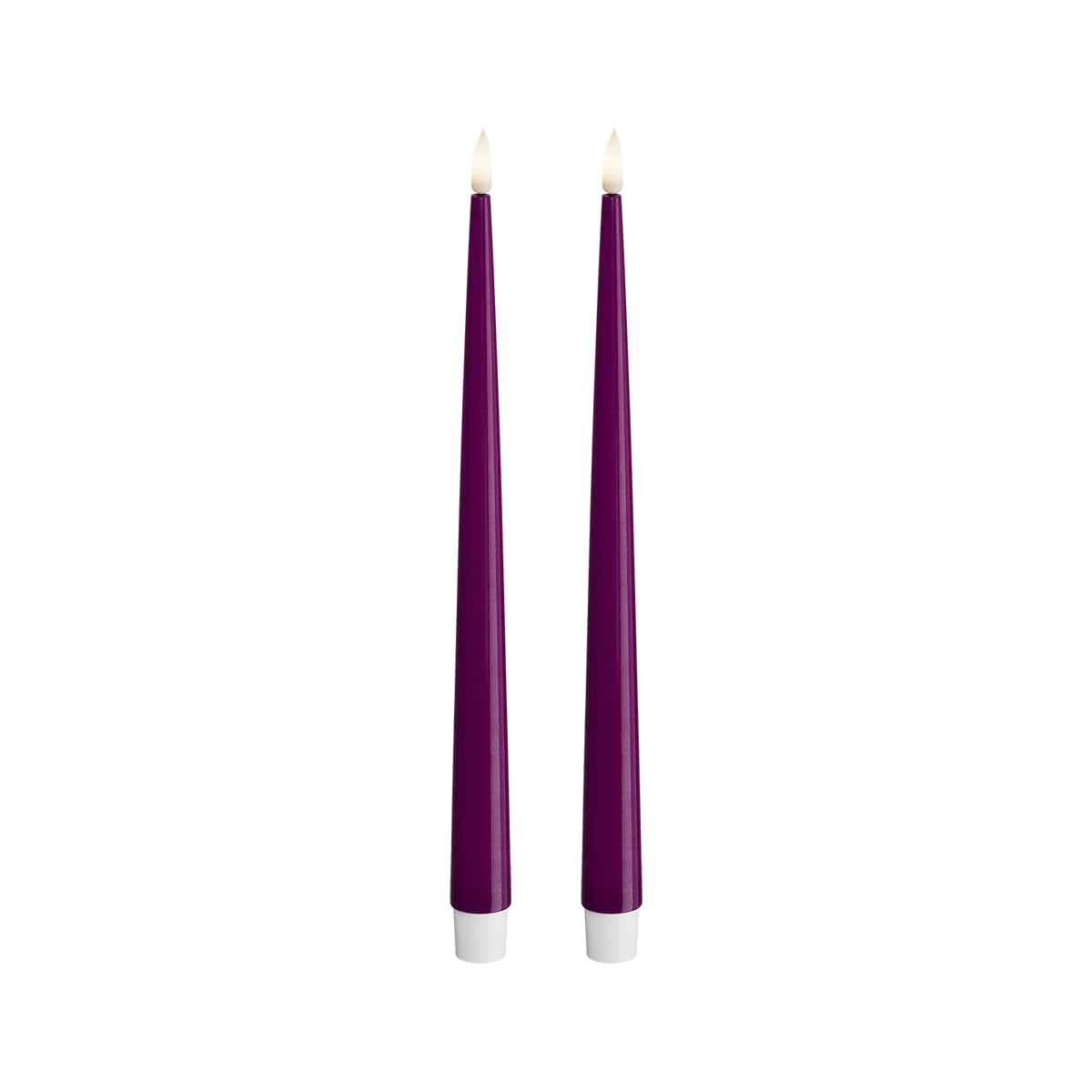 Deluxe Homeart Violet Indoor Flameless Led Dinner Candle - Set Of 2 - With Real Flame™ Technology - Battery Powered Candle (28 Cm, )