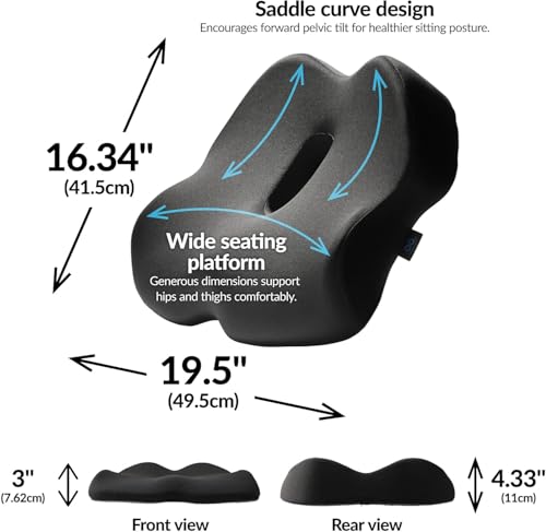 Everlasting Comfort Doctor Recommended Memory Foam Seat Cushion for Office Chairs & Car - Ergonomic Office Desk Accessories - Cushions for Tailbone Pain Relief, Sciatica (Dark Gray, X-Large) - Image 4