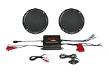 Ein Paar 6,5-Zoll-2-Wege Marine Lautsprecher: 6,5-Zoll-High Quality Polypropylen-Membran, Suspension Tuch Surround,Schwarz Kunststoffgehäuse, 2-Zoll-Polymer-Konushochtöner, 100 Watt RMS / 200 Watt Spitzen, Frequenzgang: 80Hz-20kHz, Impedanz: 8 Ohm