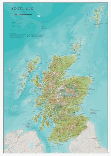 Carte de l'Écosse - Cadeau de voyageur - Cartographie détaillée - 41,9 x 59,4 cm Maps International
