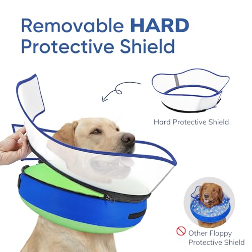 Image of Supet Raised Inflatable Dog Cone Collar to Stop Licking, Soft Dog Cone Alternative for Small Medium Large Dogs, Doggie Donut Collar After Surgery